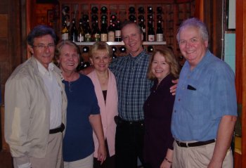 John Winfree, Kathy (Coddington) Mathew, Sandy (Rock) Townley, Tom Metz, my bride Linda, and mois